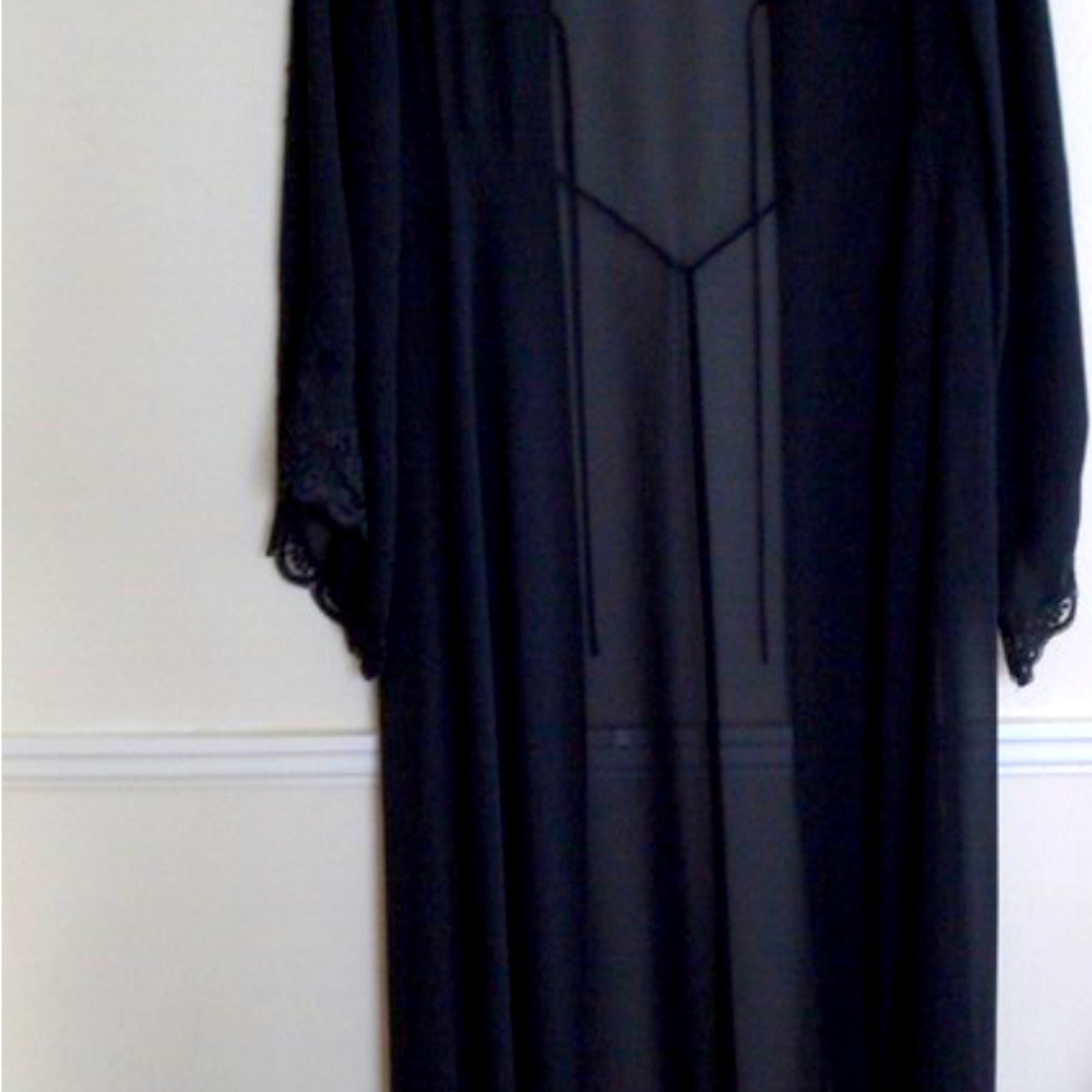 Victoria Secret Black Sheer Peignoir Robe